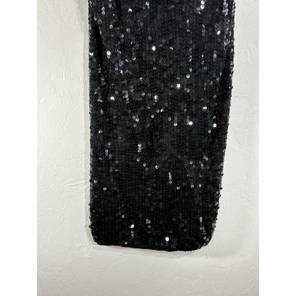 Bebe Black Sequin Silk Sz Small Woman’s Tank Top Stretch Party, Cocktail Shirt - Picture 3 of 8